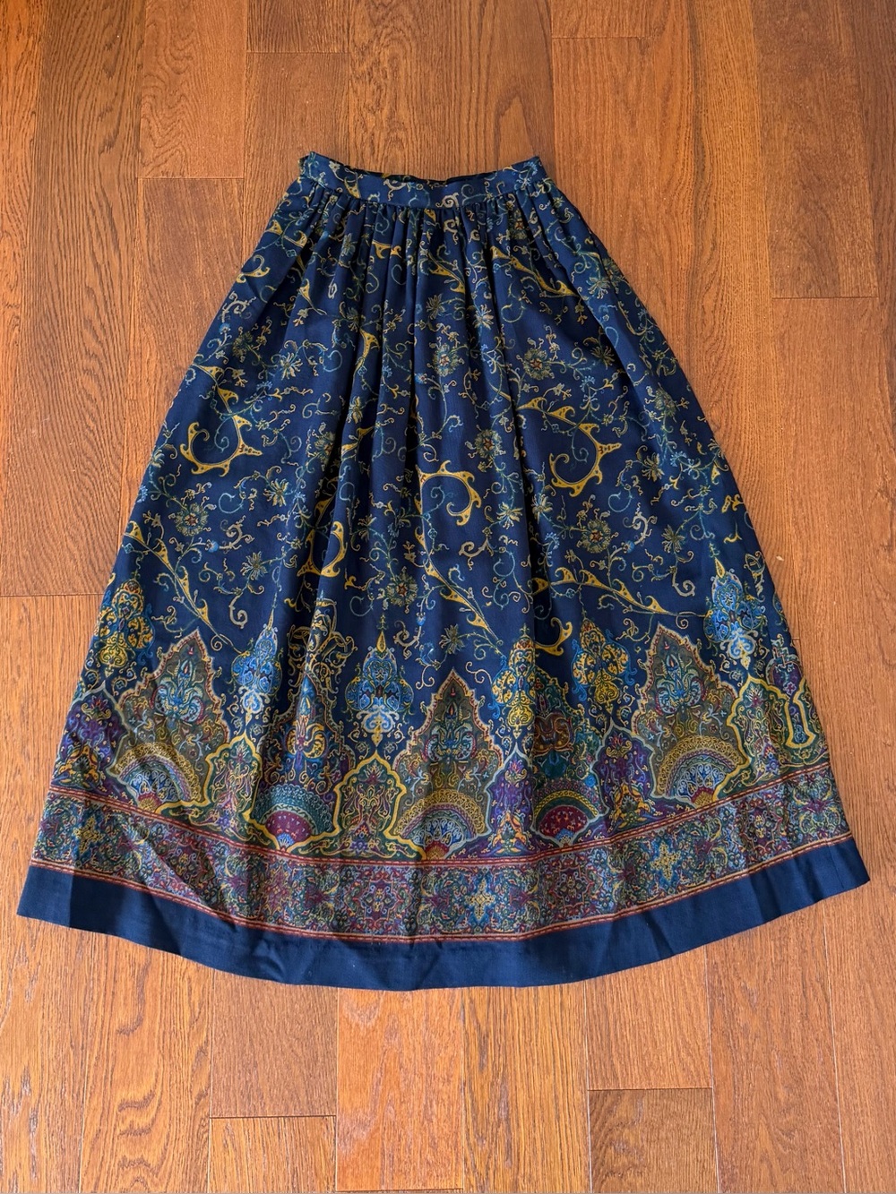 Vintage Ralph Lauren Blue Label Paisley Wool Maxi Skirt Made in USA